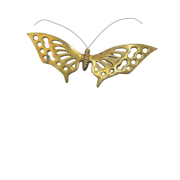 Vintage Interpur Brass ? Butterfly Wall Decor Plaque Set/2 Spring Wing Fly Read - Picture 2 of 11